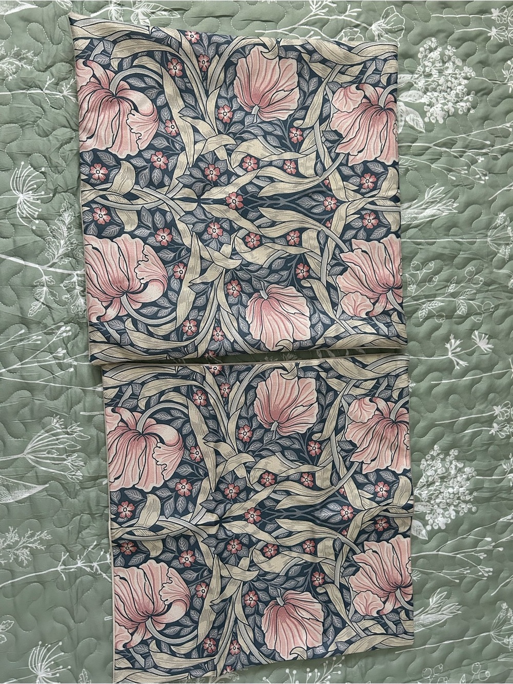 Floral Pink and Navy Pillow Cover